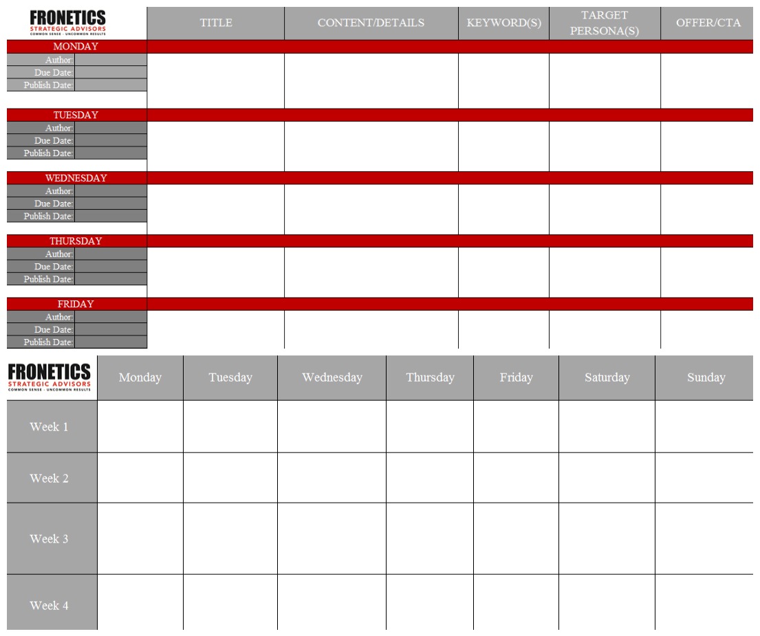 Editorial Calendar Template 2015